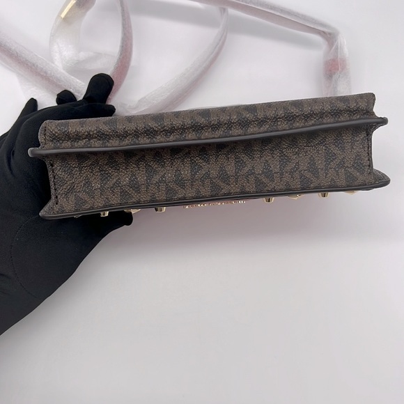 MICHAEL MICHAEL KORS Jet Set Small Studded Faux Leather Logo Phone Crossbody - Picture 6 of 16